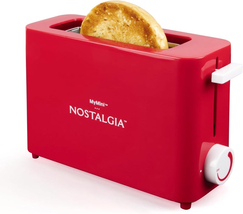 Nostalgia MyMini Single Slice Toaster | 1.25" Wide Slot, Portion Control, Compact Design, Adjustable Temperature, Cancel, Defrost, and Bagel Button | Removable Crumb Tray | Red - Image 2